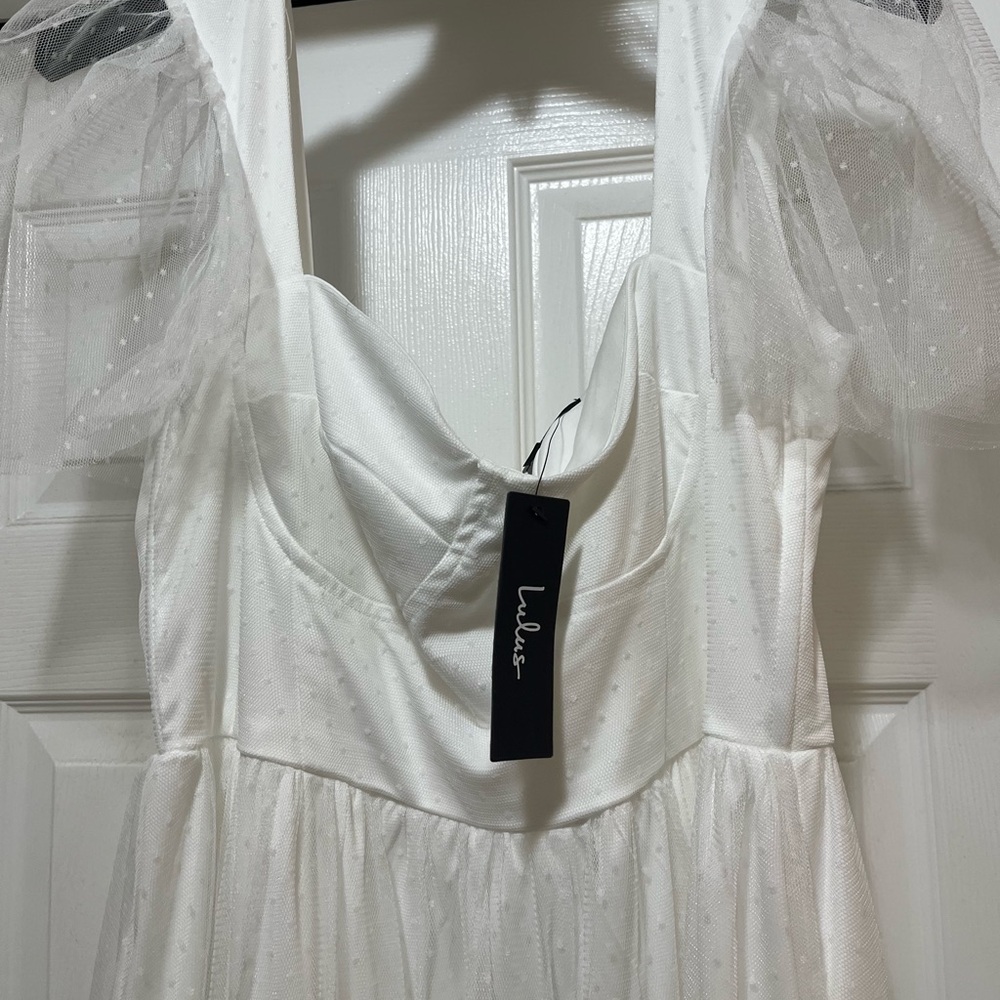 Lulu's Ivory Tulle Overlay Dress
